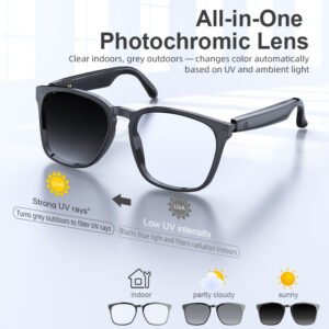 AI translation smart glasses photochromic Bluetooth music playback and call music multifunction driving audio glasses PC-GLASS-001