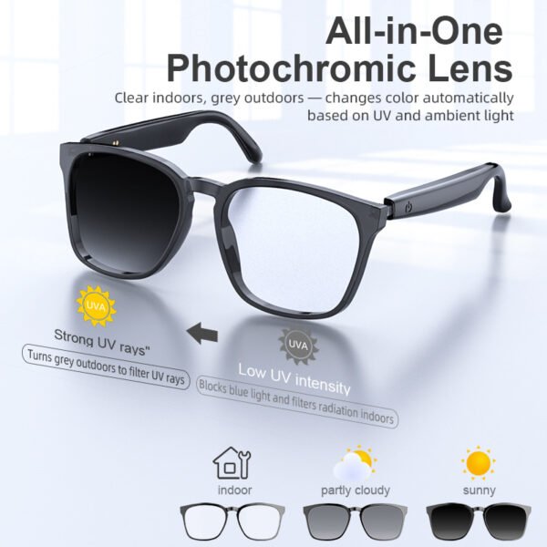 AI translation smart glasses photochromic Bluetooth music playback and call music multifunction driving audio glasses PC-GLASS-001