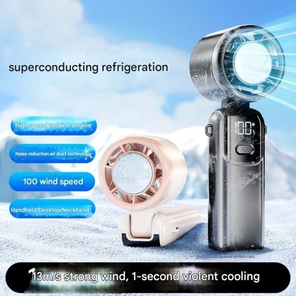S17 handheld fan, mini USB fan, silent, strong wind, digital display, small fan, dual battery, long battery life, portable