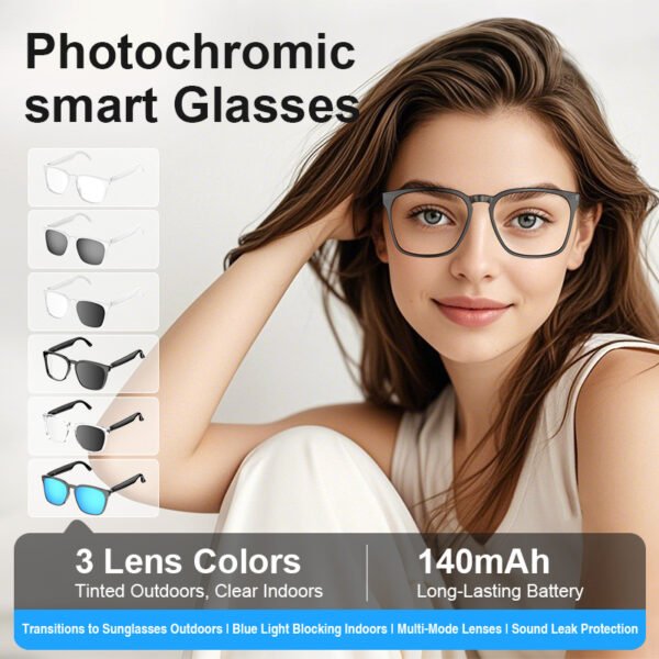 AI translation smart glasses photochromic Bluetooth music playback and call music multifunction driving audio glasses PC-GLASS-001